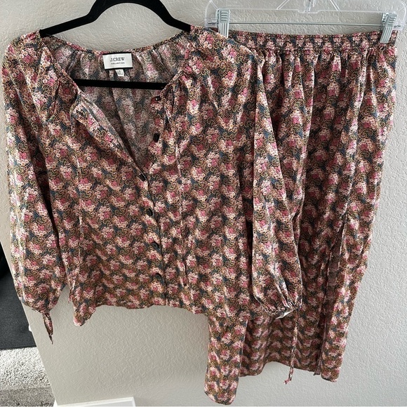 Jcrew two piece skirt and blouse set ratti prism floral - Picture 3 of 13
